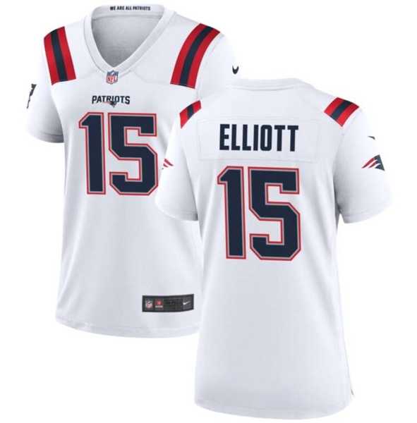 Womens New England Patriots #15 Ezekiel Elliott White Stitched Jersey Dzhi->women nfl jersey->Women Jersey